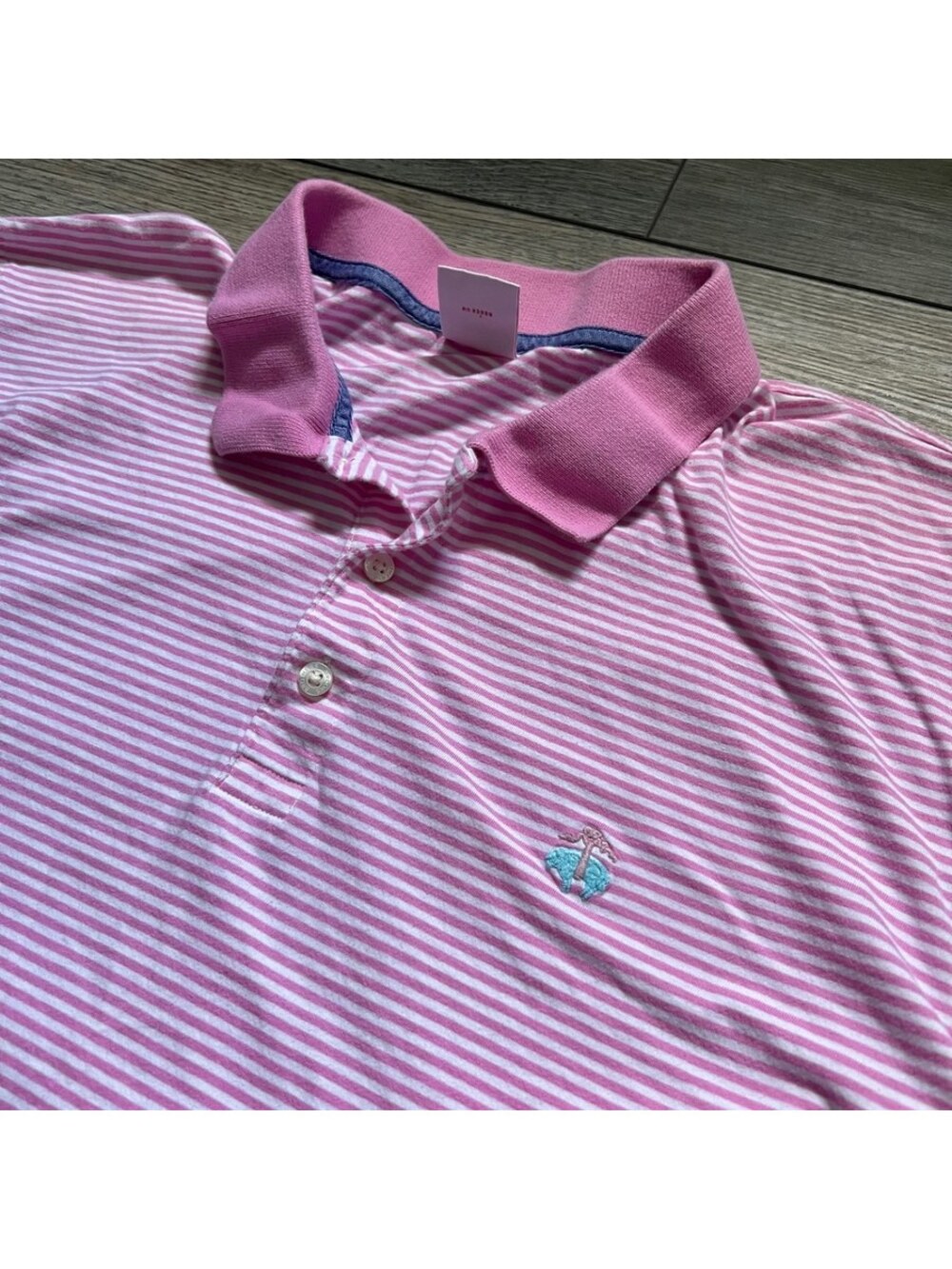 Brooks Brothers Men's 2XL Short Sleeve Polo Shirt Pink Striped 100% Cotton